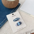 Barrettes à cheveux mignonnes à carreaux bleus et rayures avec nœud sur carte blanche - Barrette Noeud Ovale Sel de Mer