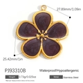 Purple flower pendant in 18k gold plated stainless steel with pearl detail - Purple Flower (PJ93310B)