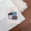 Chic blue polka dot bow and checkered button hair clips set for women on a card - Blue Bow Button Plaid