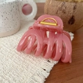 French style large pink resin hair claw clip with gold metal spring for women - Pumpkin Arc (Plum Pink)