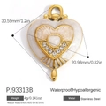 Waterproof heart pendant in 18k gold plated stainless steel with white enamel - White Layered Rhinestone Heart (PJ93313B)