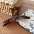 Elegante pinza para el pelo vintage con estampado de leopardo ámbar en madera - Estilo Leopardo Claro Extra Grande Forma Ji