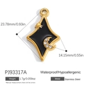 Star-shaped black enamel pendant with moon and star details in 18k gold plated steel - Black Star Moon Burst (PJ93317A)
