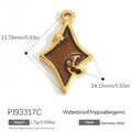 Star-shaped stainless steel pendant with sun and moon detail in gold finish - Amber Star Moon (PJ93317C)