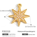Gold stainless steel North Star pendant with inlaid pearls and hanging ring charm - North Star Artificial Pearl (PJ93318)
