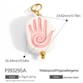 Roestvrijstalen kettinghanger met roze handmotief en gouden accenten, waterdicht - Roze Hand (PJ93295A)
