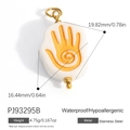 Witte rvs kiezel hanger met gouden palmontwerp en metalen ophangring voor doe-het-zelf - Gouden Hand (PJ93295B)