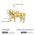 18k gold plated stainless steel horse pendant charm, waterproof and hypoallergenic - Gold Horse (PJ93320)