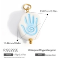 Hamsa Hand pendant in white ceramic with gold stainless steel base and blue accents - Light Blue Hand (PJ93295E)