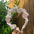Pink floral ruffle headband with cotton fabric design for outdoor garden style accessory - Headband / Pink