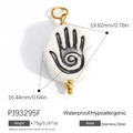 Waterproof palm pattern ceramic pendant with hypoallergenic gold stainless steel finish - Black Hand (PJ93295F)