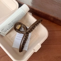 Deep brown hollow hair claw clip displayed in a retro aesthetic lifestyle setting - Beech Brown - Hanger Style Hair Claw (12.5cm)
