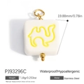 Stainless steel square pendant with yellow camel pattern on cream base and gold clasp - Yellow Camel (PJ93296C)