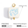 Square stainless steel pendant with camel pattern and gold beads for DIY jewelry - Blue Camel (PJ93296G)