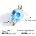 Blue skull pendant charm in stainless steel with measurement markings and specs - Blue Skull (PJ93297A)