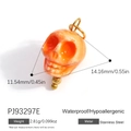 Orange skull charm in stainless steel with golden accents for DIY necklace pendants - Orange Skull (PJ93297E)