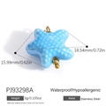 Sky blue starfish pendant in stainless steel with white dots and gold ring detail - Sky Blue Starfish (PJ93298A)