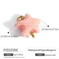 Pink starfish pendant charm with white polka dots and gold stainless steel ring - Pink Starfish (PJ93298E)