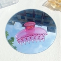 Creative transparent pink gradient acetate hair claw clip with mirror sky reflection - Shimmer Pink