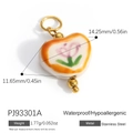 Golden heart flower charm in stainless steel for DIY jewelry making 11x14mm - Heart Tulip (PJ93301A)