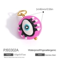 Pink evil eye charm in stainless steel with gold loop and durable enamel finish - Pink Evil Eye (PJ93302A)