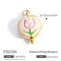 Ceramic tulip pendant with stainless steel beads and gold loop, 16.73mm diameter size - Purple Tulip (PJ93304)