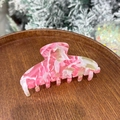 Pink and white marble acetate hair claw clip for women, large shark hair jaw accessory - Peach Iced Tea