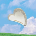 Pinza per capelli a cuore marmorizzato con scritte dorate su sfondo di cielo azzurro - Grande (10.5cm) / Bianco
