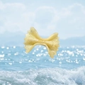 Schicke Farfalle-Nudel-Haarspange aus Acetat in Cremegelb mit funkelndem Strass-Detail - Pasta Gelb (ca. 5cm)