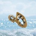 Detailansicht der beigen Haarklammer mit Schildpattmuster Einlagen auf Strandhintergrund - Kaffee Gelee Twist-Knoten