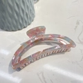 Elegant moon-shaped acetate hair claw with colorful marble texture for women hair styling - Peach Moon (12.5cm)