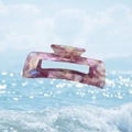 Iridescent pink floral acetate hair claw clip with marble texture on ocean background - Iridescent Pinkish Purple (11cm)