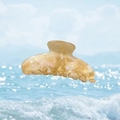 Pinza per capelli in acetato oro champagne scintillante su sfondo spiaggia estiva - Arancione Bianco Luccicante Iridescente (Circa 10,5cm)