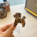 Poodle shaped acetate hair claw clip with tortoise shell pattern in a vintage aesthetic - Dark Tortoiseshell (Dark Tortoiseshell Dog)
