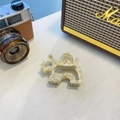 Schicker Haarklammer Hund aus Acetat mit cremefarbenem Marmormuster auf Vintage Hintergrund - Sahne Hund (Ca. 7.3cm)