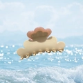 Cellulose acetate cloud flower hair claw clip with rhinestones over ocean water background - 9cm / Rhinestone - Pure White and Pink Flower