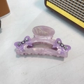 Elegante molletta per capelli in acetato lavanda marmorizzato con fiocco di cristallo - Doppio Fiocco Strass / Viola