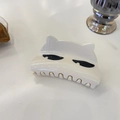 Süße weiße Katzen-Haarklammer mit minimalistischem Cartoon-Gesicht für Frauen - Weißes Katzengesicht (ca. 9.5cm)
