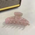 Detail of large acetate hair claw clip with pink and white marbled iridescent texture - Pink White Marble Texture / 10.5cm