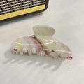 Large acetate hair claw clip with colorful marble pattern and glossy mermaid finish - Pink White Shell Texture / 10.5cm