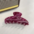 Macro detail of large acetate hair claw clip featuring purple and white marble texture - Rose Red Shell / 10.5cm
