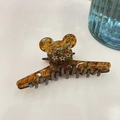 Tortoiseshell acetate hair claw clip with golden star accents and bear motif - Mouse Head Silhouette