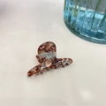 French handmade acetate hair clip with vintage brown marble pattern and golden lettering - 4.8cm / Brown Marble