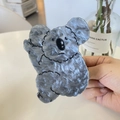 Detail von niedlicher Acryl-Koala-Haarklammer mit grauem Marmormuster für Damen - Grauer Koala - Groß