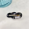 Japanese style marble texture hair clip with golden Barrette La France lettering - Black White Irregular Hollow Duckbill Clip (approx 6.8cm)