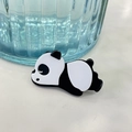 Schattige panda haarklem van dik acetaat met een glanzende zwart-witte afwerking in Y2K-stijl - Ontspannen Panda Eendenbek Clip / 4.5CM