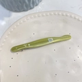 Eleganter acetat Haarclip in Avocadogrün mit rechteckigem Strassstein und Metallbasis - Strass Federclip / Elegantes Grün