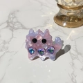 Barrette chat en acétate marbré rose avec strass en cœur et design tendance actuel - Pinces cheveux bec de canard / Rose Violet
