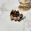 Cute acetate cat hair clip with sparkling rhinestones on a marble background - Duckbill Hair Clips / Brown