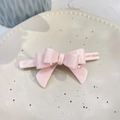 Sweet pink acetate bow hair clip for girls with 3D layered design and glossy finish - Crooked 3D Bow (Approx 9cm) / Water Pink
